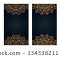 Business cards set with golden mandala decorative elements on black 134338211