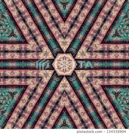 Embroidery Print Design with Traditional Sashiko and Kogin Stitching and Asanoha Motifs . Elegant Japanese Textile Pattern for Fabric, Surface & Print Design 134338904