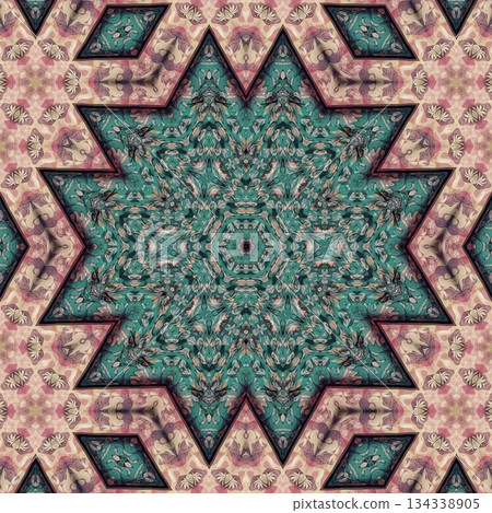 Embroidery Print Design with Traditional Sashiko and Kogin Stitching and Asanoha Motifs . Elegant Japanese Textile Pattern for Fabric, Surface & Print Design 134338905