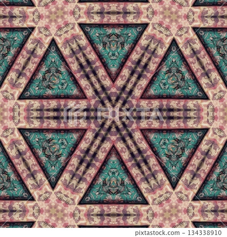 Embroidery Print Design with Traditional Sashiko and Kogin Stitching and Asanoha Motifs . Elegant Japanese Textile Pattern for Fabric, Surface & Print Design 134338910
