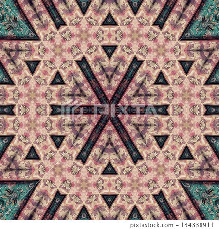 Embroidery Print Design with Traditional Sashiko and Kogin Stitching and Asanoha Motifs . Elegant Japanese Textile Pattern for Fabric, Surface & Print Design 134338911