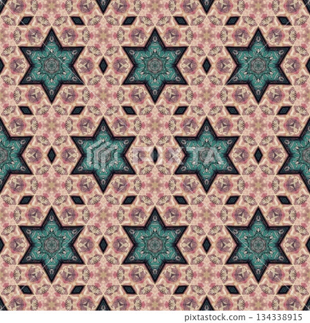 Embroidery Print Design with Traditional Sashiko and Kogin Stitching and Asanoha Motifs . Elegant Japanese Textile Pattern for Fabric, Surface & Print Design 134338915