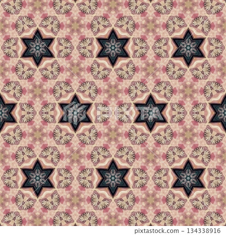 Embroidery Print Design with Traditional Sashiko and Kogin Stitching and Asanoha Motifs . Elegant Japanese Textile Pattern for Fabric, Surface & Print Design 134338916