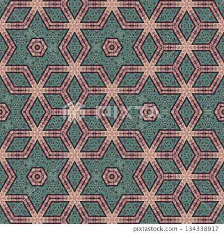 Embroidery Print Design with Traditional Sashiko and Kogin Stitching and Asanoha Motifs . Elegant Japanese Textile Pattern for Fabric, Surface & Print Design 134338917