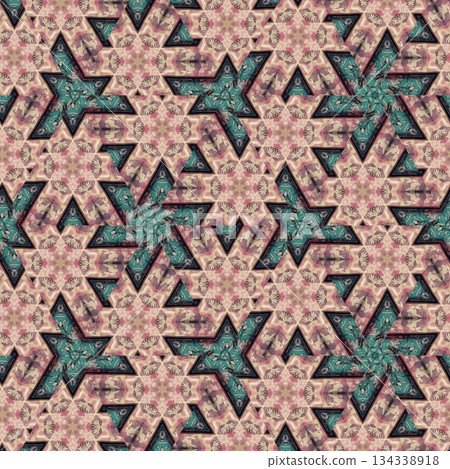 Embroidery Print Design with Traditional Sashiko and Kogin Stitching and Asanoha Motifs . Elegant Japanese Textile Pattern for Fabric, Surface & Print Design 134338918