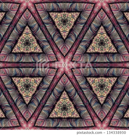 Embroidery Print Design with Traditional Sashiko and Kogin Stitching and Asanoha Motifs . Elegant Japanese Textile Pattern for Fabric, Surface & Print Design 134338930