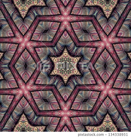 Embroidery Print Design with Traditional Sashiko and Kogin Stitching and Asanoha Motifs . Elegant Japanese Textile Pattern for Fabric, Surface & Print Design 134338931