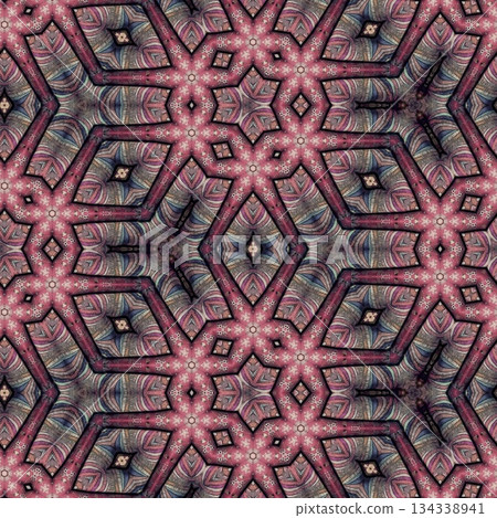 Embroidery Print Design with Traditional Sashiko and Kogin Stitching and Asanoha Motifs . Elegant Japanese Textile Pattern for Fabric, Surface & Print Design 134338941