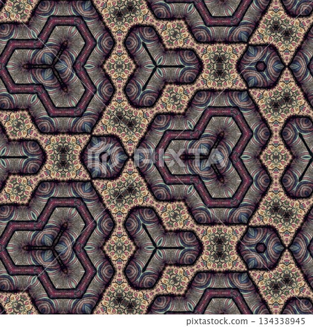 Embroidery Print Design with Traditional Sashiko and Kogin Stitching and Asanoha Motifs . Elegant Japanese Textile Pattern for Fabric, Surface & Print Design 134338945