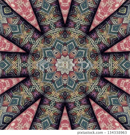 Embroidery Print Design with Traditional Sashiko and Kogin Stitching and Asanoha Motifs . Elegant Japanese Textile Pattern for Fabric, Surface & Print Design 134338963