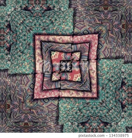 Embroidery Print Design with Traditional Sashiko and Kogin Stitching and Asanoha Motifs . Elegant Japanese Textile Pattern for Fabric, Surface & Print Design 134338975