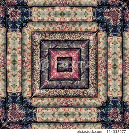 Embroidery Print Design with Traditional Sashiko and Kogin Stitching and Asanoha Motifs . Elegant Japanese Textile Pattern for Fabric, Surface & Print Design 134338977