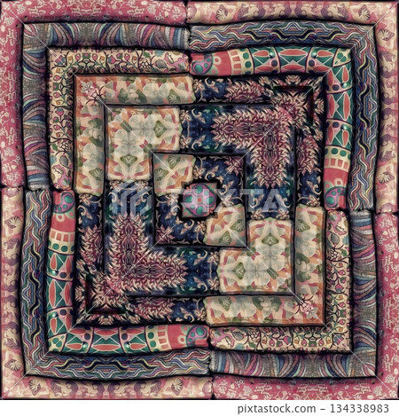 Embroidery Print Design with Traditional Sashiko and Kogin Stitching and Asanoha Motifs . Elegant Japanese Textile Pattern for Fabric, Surface & Print Design 134338983