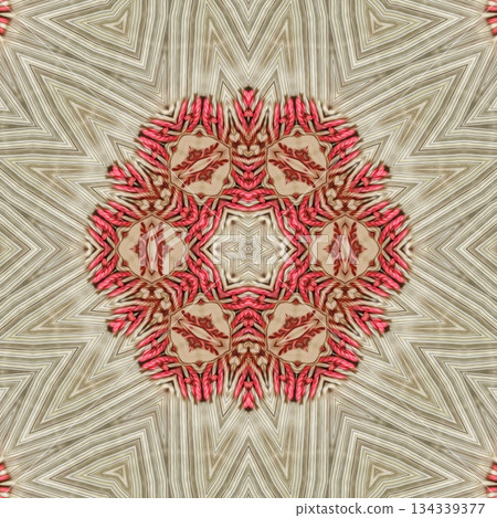 Mixed Embroidery Print Design Featuring Traditional Japanese Motifs. Elegant Textile Pattern for Fabric, Surface and Print Design 134339377