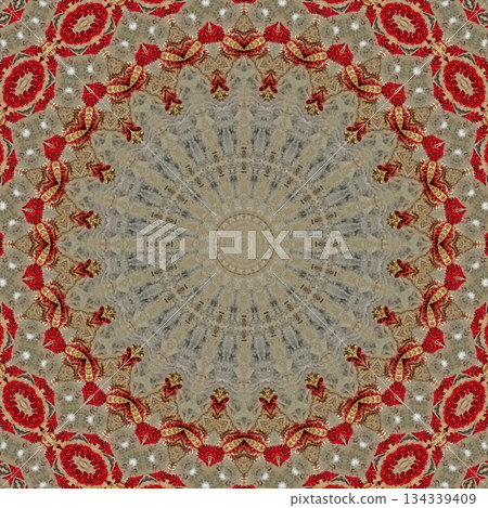 Mixed Embroidery Print Design Featuring Traditional Japanese Motifs. Elegant Textile Pattern for Fabric, Surface and Print Design 134339409