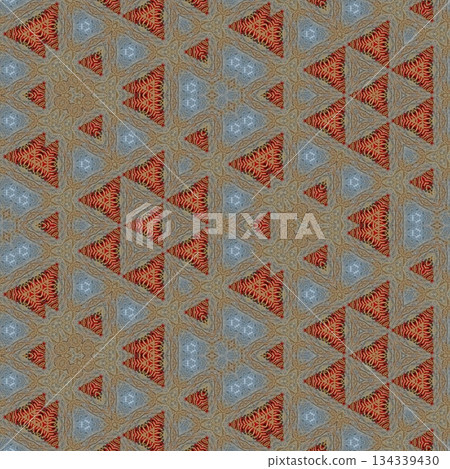 Mixed Embroidery Print Design Featuring Traditional Japanese Motifs. Elegant Textile Pattern for Fabric, Surface and Print Design 134339430