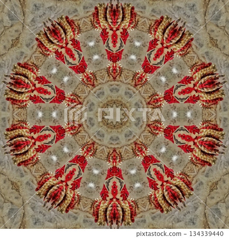 Mixed Embroidery Print Design Featuring Traditional Japanese Motifs. Elegant Textile Pattern for Fabric, Surface and Print Design 134339440