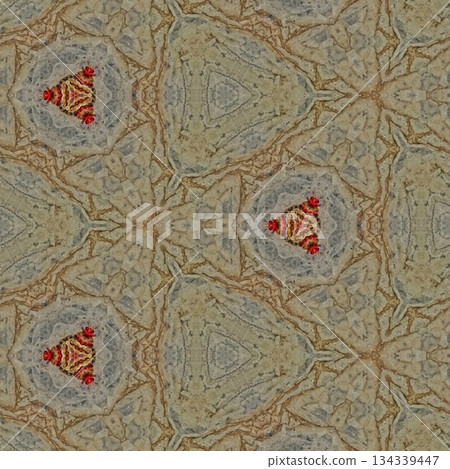 Mixed Embroidery Print Design Featuring Traditional Japanese Motifs. Elegant Textile Pattern for Fabric, Surface and Print Design 134339447