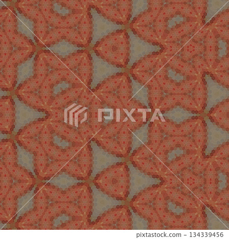 Mixed Embroidery Print Design Featuring Traditional Japanese Motifs. Elegant Textile Pattern for Fabric, Surface and Print Design 134339456