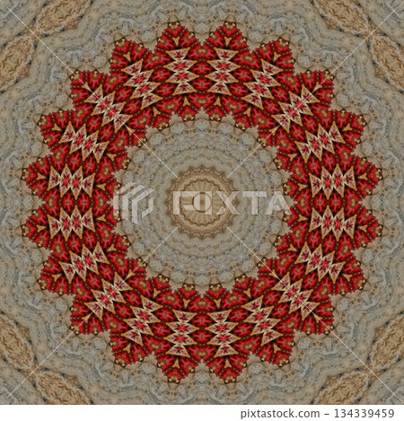 Mixed Embroidery Print Design Featuring Traditional Japanese Motifs. Elegant Textile Pattern for Fabric, Surface and Print Design 134339459