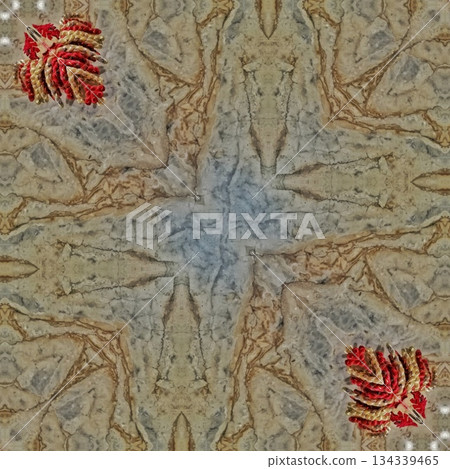 Mixed Embroidery Print Design Featuring Traditional Japanese Motifs. Elegant Textile Pattern for Fabric, Surface and Print Design 134339465