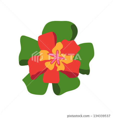 Festive ribbon bow vector illustration. Colorful bow decoration in floral shape isolated on white background. Holiday element for gift wrapping, Christmas celebration, Birthday party decor 134339537