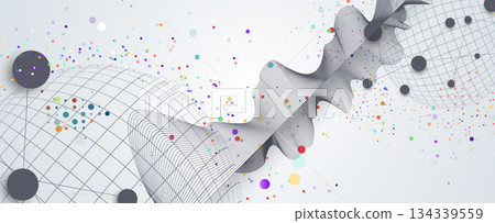 Technology and science cloud data computing. Connected neural network 134339559