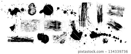 Black stains and paint strokes isolated on white 134339736