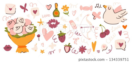 Groovy valentine day sticker collection 134339751