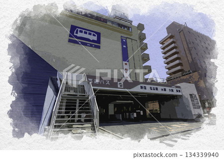水彩風格松本阿爾皮科運輸巴士總站，長野縣松本市 134339940