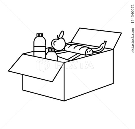 food box logistic line icon vector element for victims of natural disasters design illustration 134340071