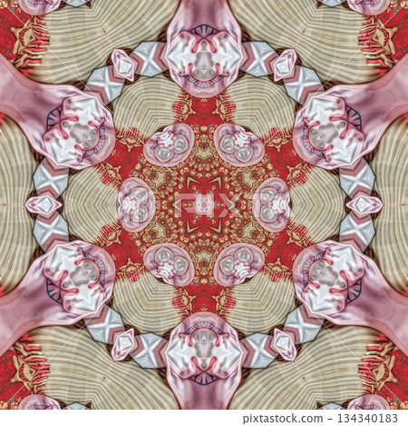 Mixed Embroidery Print Design Featuring Iconic Traditional Motifs . Elegant and Detailed Japanese-Inspired Textile Pattern for Fabric, Surface, Apparel, Home Decor, and Print Design Projects 134340183