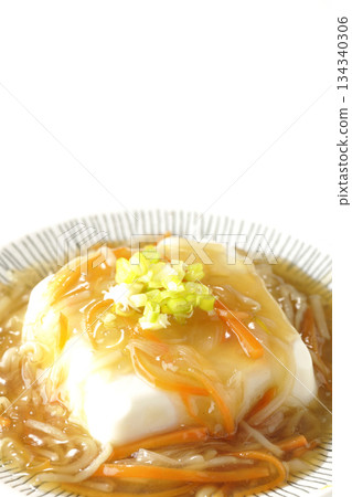 Silken tofu with thick bean paste photographed on a white background 134340306