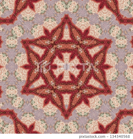Mixed Embroidery Print Design Featuring Iconic Traditional Motifs. Elegant and Detailed Japanese-Inspired Textile Pattern for Fabric, Surface, Apparel, Home Decor, and Print Design Projects 134340568