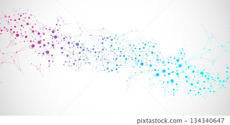 Molecular structure and genetic engineering, atom, neural network, neurons, DNA molecule. Scientific research concept for healthcare, medical, technology, chemistry, science template presentation 134340647
