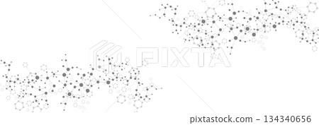 Molecular structure DNA, atom, neurons. Medical, technology, chemistry, science background. Science concept for your design. Connected lines with dots. Vector illustration. 134340656