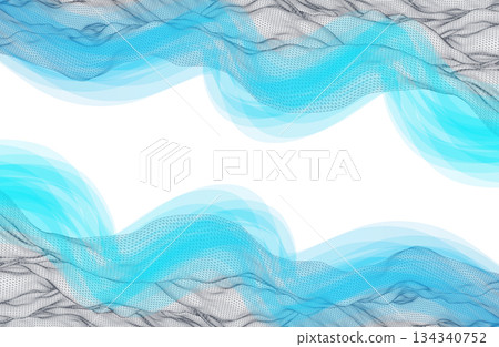 The abstract wave is made in a frame style. Template for science and technology presentation. Vector art. 134340752