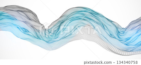 The abstract wave is made in a frame style. Template for science and technology presentation. Vector art. The abstract wave is made in a frame style. Template for science and technology presentation. Vector art. 134340758