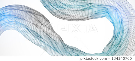 The abstract wave is made in a frame style. Template for science and technology presentation. Vector art. 134340760