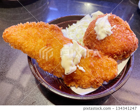 Fried cod and Atka mackerel; crispy fried white fish. Fried cod and Atka mackerel; crispy fried white fish. 134341247
