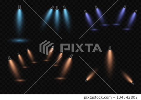 Glowing spotlight light, light effect.  134342802