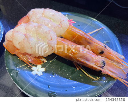 Jumbo Red Shrimp Nigiri Sushi 134342858