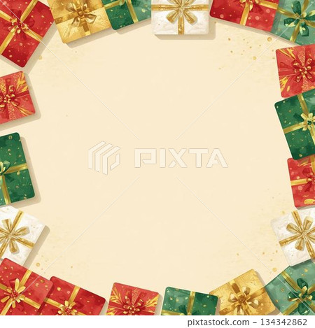 Framed illustration of a gift box 134342862