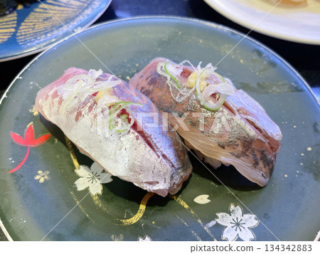 Horse mackerel nigiri sushi Horse mackerel nigiri sushi 134342883