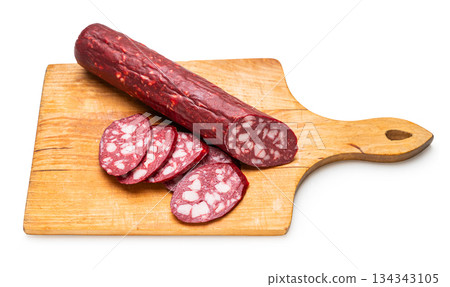 smoked sausages close-up 134343105