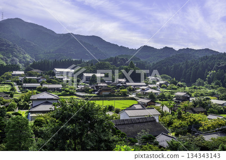 Akizuki: Panoramic view of Akizuki Castle Town, Asakura City, Fukuoka Prefecture 134343143