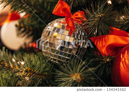 New Year decorations and Christmas atmosphere on a winter street in Moscow New Year decorations and Christmas atmosphere on a winter street in Moscow 134343382