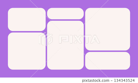 Trendy Bento Grid Vector Templates With Rounded Angles And Brick-Style Panels. Geometric Brutal Shapes In Different Sizes For Web Layouts And Modern Design Systems. 134343524