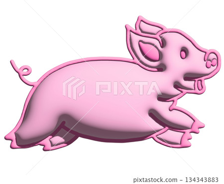 Inflated 3D of pig for model, animal, farm, zoo, souvenir shop, cartoon character, comic, mascot, pet, vet, cute patches, shirt print, plush toy, kid doll, brooch, countryside, standee, sticker 134343883