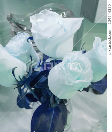 Blue roses bouquet blue toning fantasy background vertical Blue roses bouquet blue toning fantasy background vertical 134344330